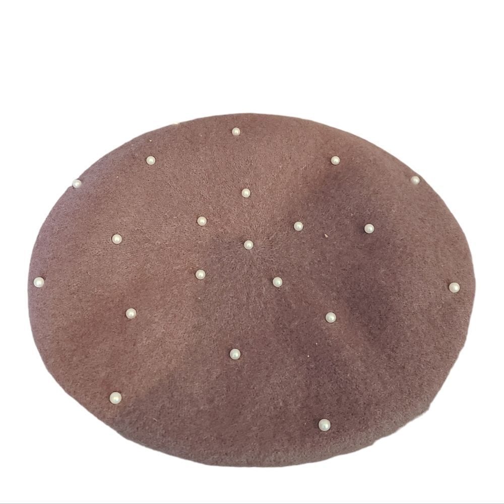 Inc Purple Faux Pearl Wool Blend Beret‎